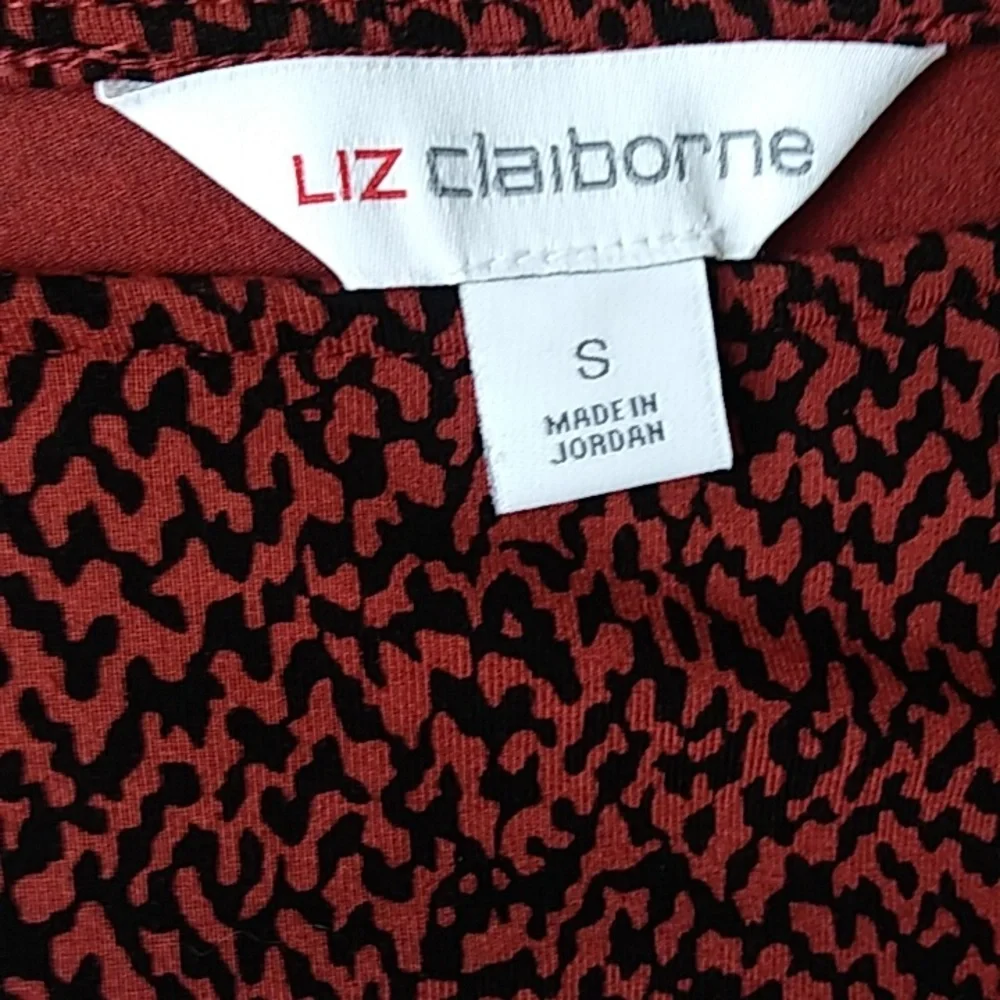 NWOT Liz Claiborne Dark Orange With Black Prints 3/4 Sleeves Tunic Top. Size S - Picture 17 of 17